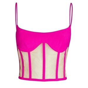 ROZIE CORSETS Crepe & Tulle Corset Fuchsia Pink FR 36